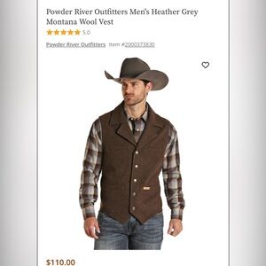 Powder River Outfitters Men's Brown Wool Vest